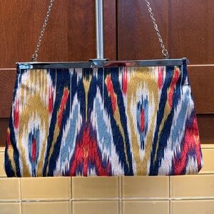 Jessica McClintock Clutch Metallic Cotton Multicolored Navy, Mustard, Red…